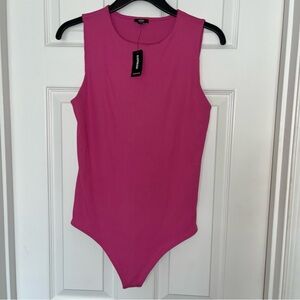 Express Body Contour sleeveless ribbed bodysuit Size M Pink NWT